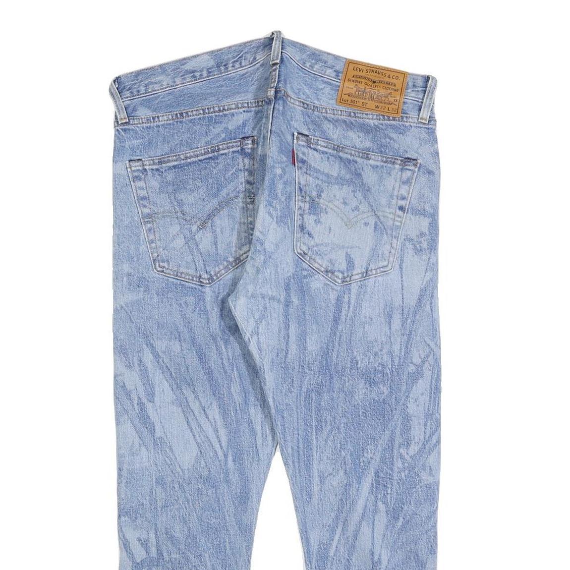 LEVI'S 501 ST BIG E Mens Jeans Blue Regular Straight Denim Light W32 L26 Button