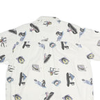 COLEMAN Mens White Cotton Casual Shirt L Printed Camping Outdoors