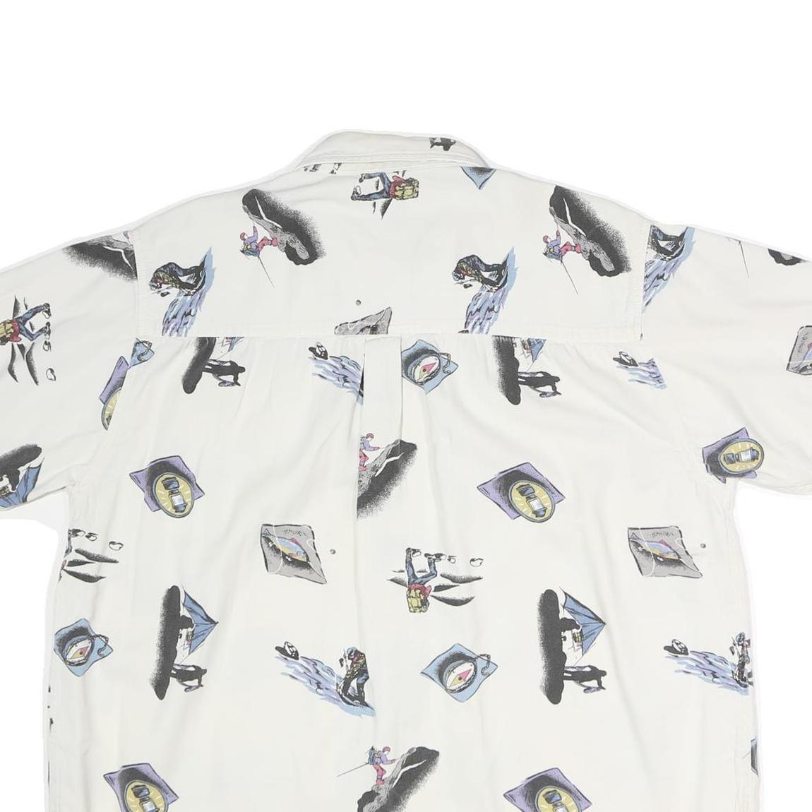 COLEMAN Mens White Cotton Casual Shirt L Printed Camping Outdoors