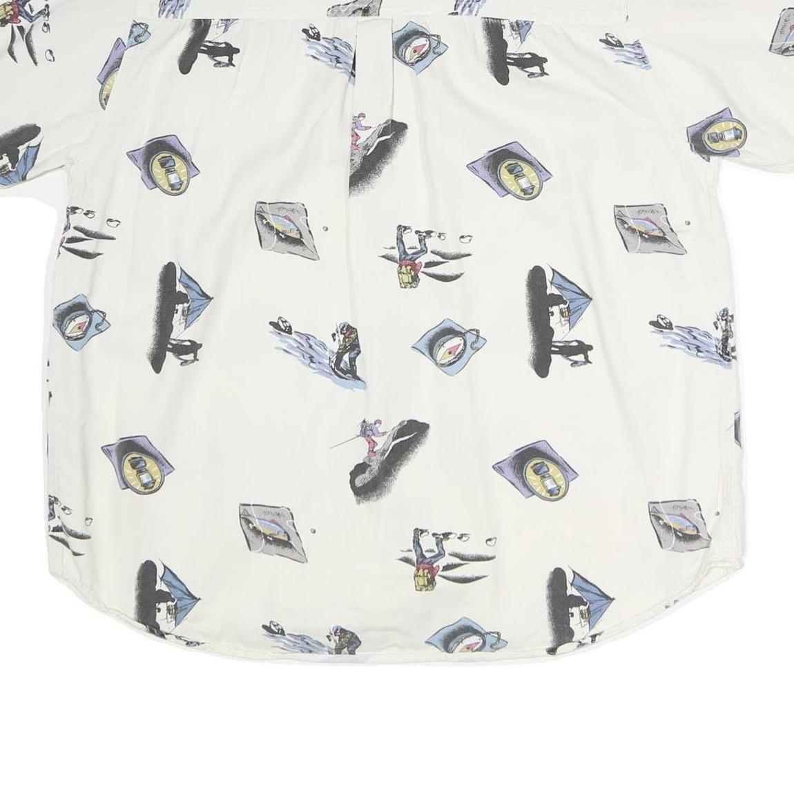 COLEMAN Mens White Cotton Casual Shirt L Printed Camping Outdoors