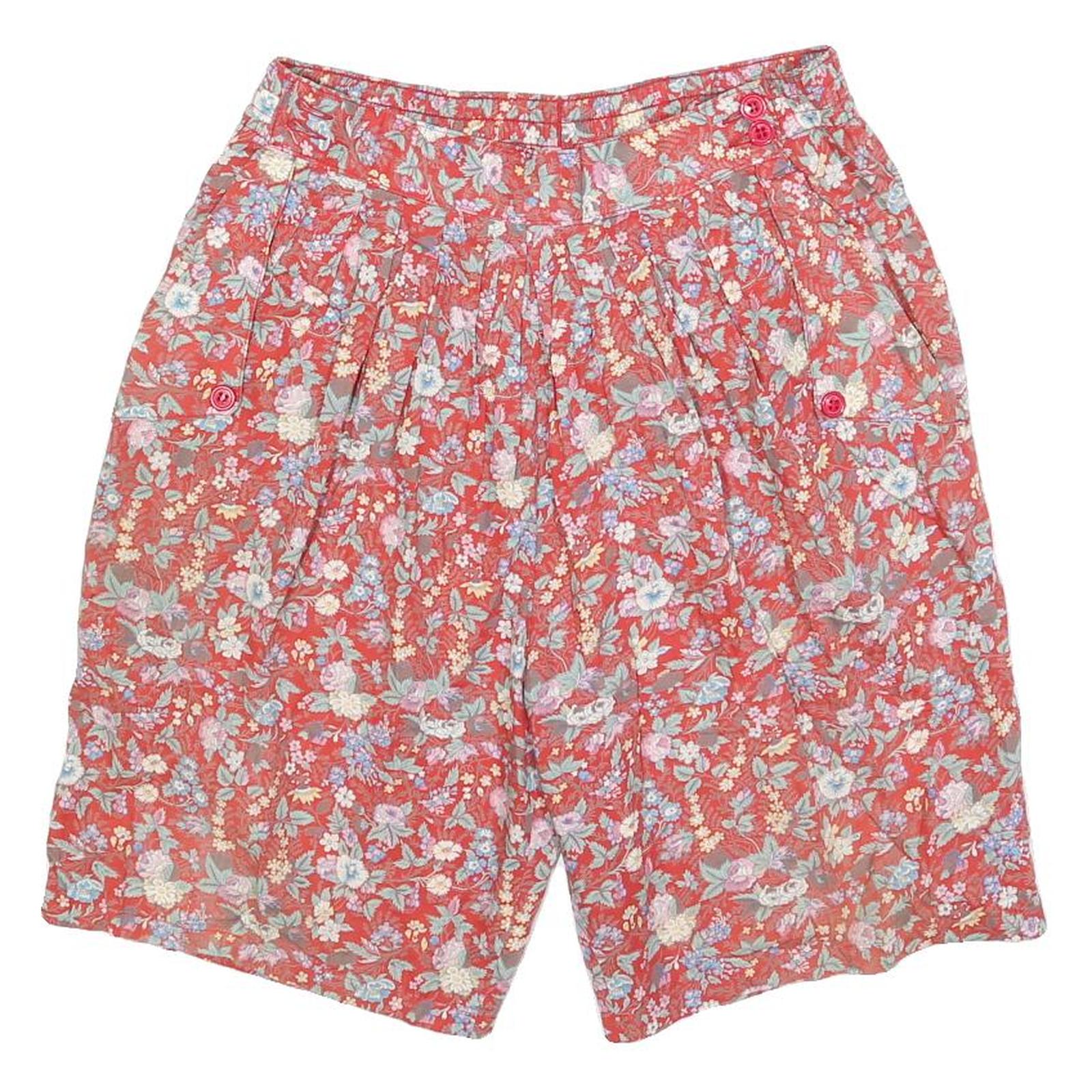PATRICE BREAL Womens Shorts Red Floral Casual M W28 Comfortable Cotton Blend