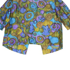 Womens Blue Green Purple Printed Top 3/4 Sleeve Round Neck Size L Artistic