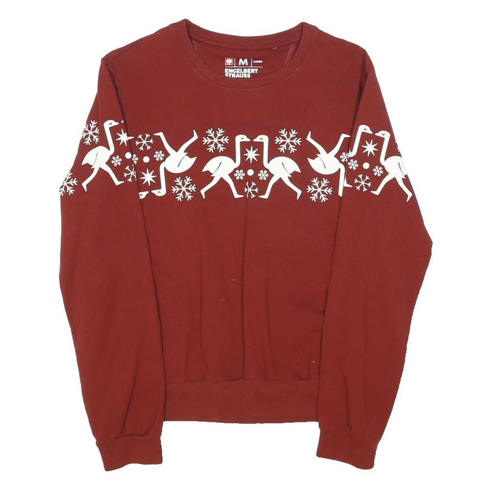 ENGELBERT STRAUSS Womens Red Christmas Goose Print Crew Neck M Sweatshirt