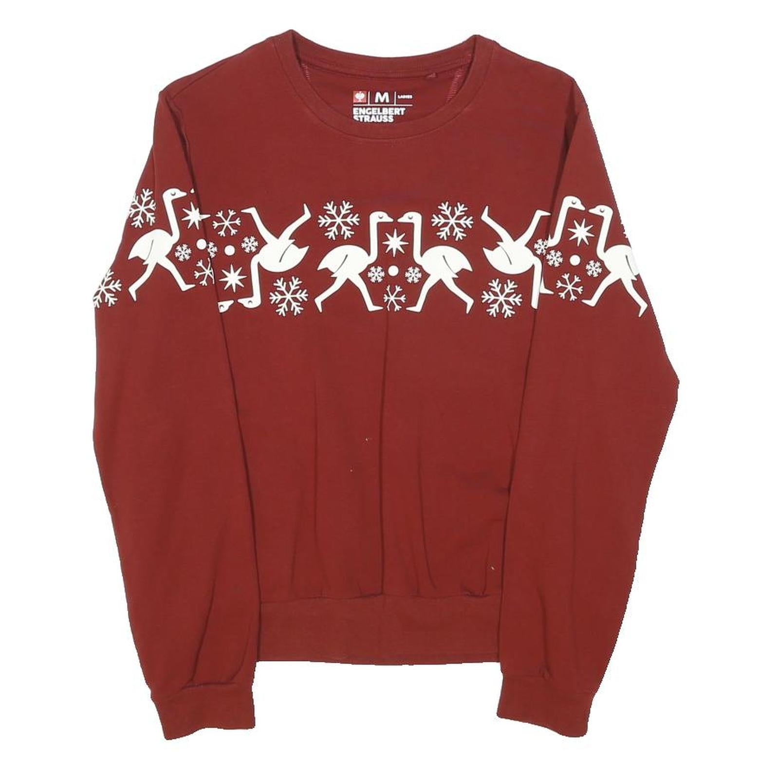 ENGELBERT STRAUSS Womens Red Christmas Goose Print Crew Neck M Sweatshirt
