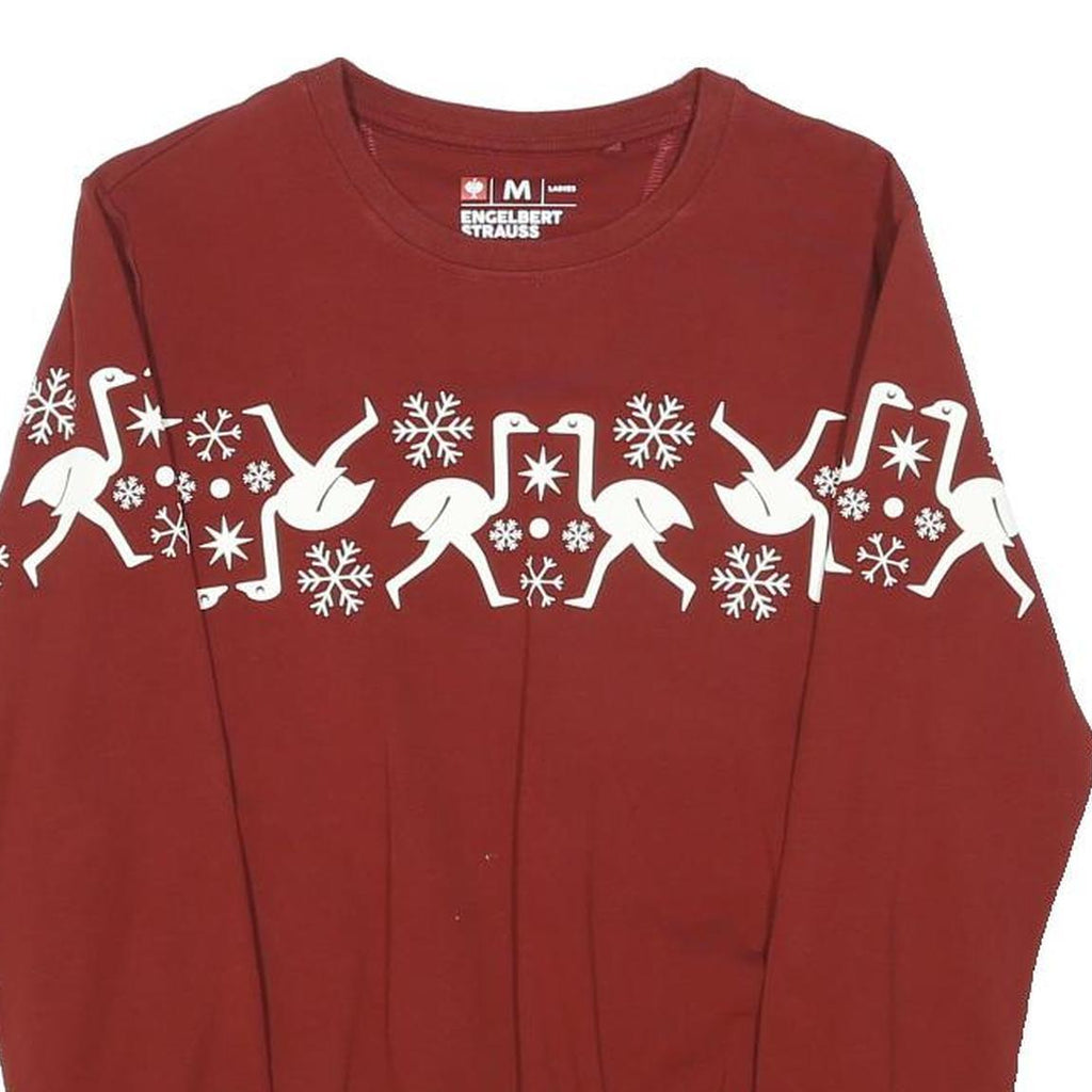 ENGELBERT STRAUSS Womens Red Christmas Goose Print Crew Neck M Sweatshirt