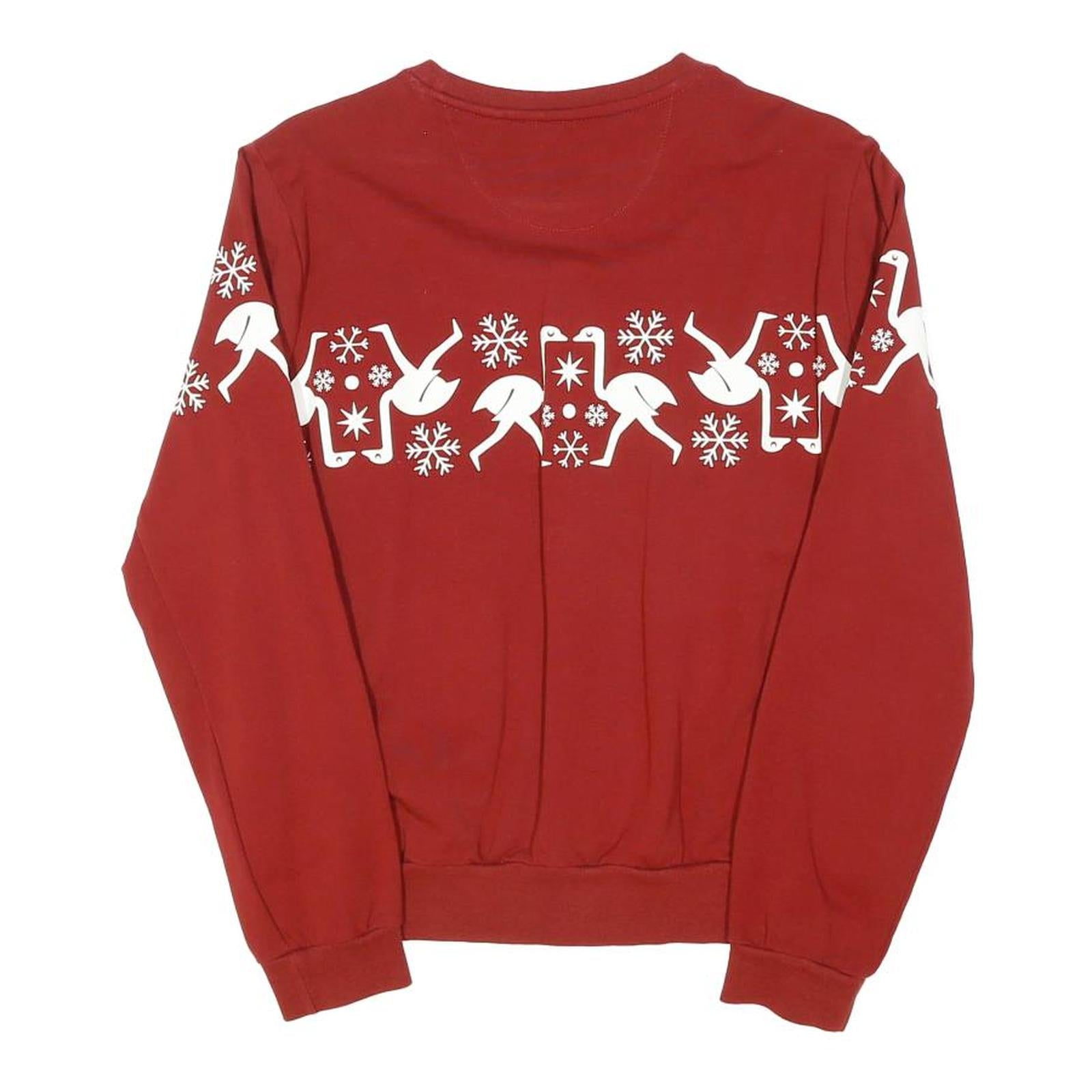 ENGELBERT STRAUSS Womens Red Christmas Goose Print Crew Neck M Sweatshirt