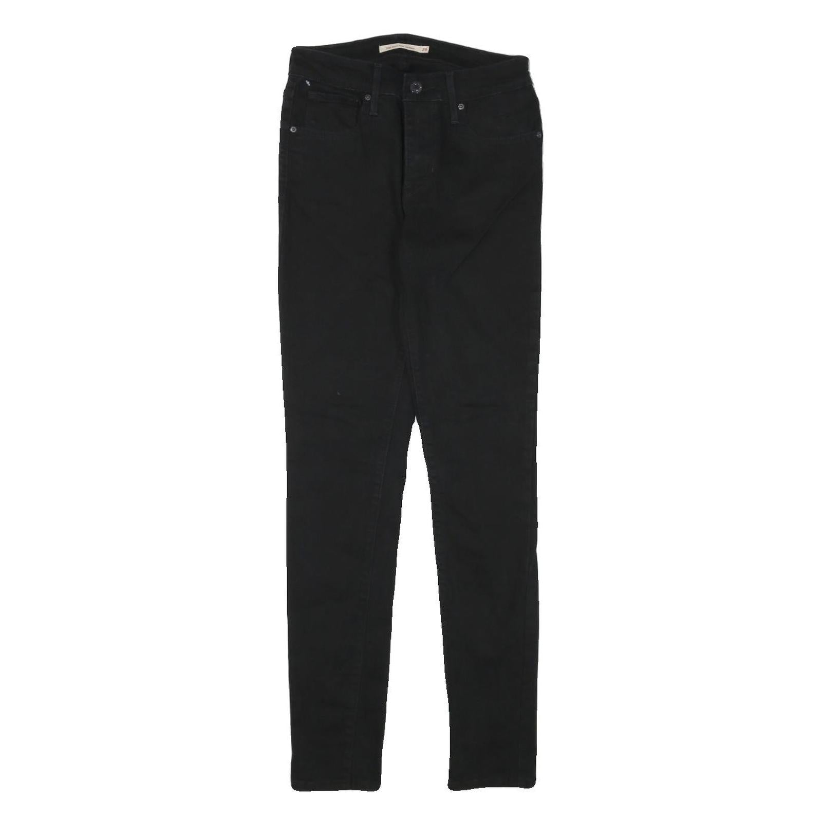 LEVI'S 721 Womens Jeans Black Slim Skinny Denim W24 L28 Zip Cotton Blend