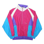 GOLDEN CUP Womens Pink & Blue & Purple Retro Half Zip Jacket M Polyester Blend