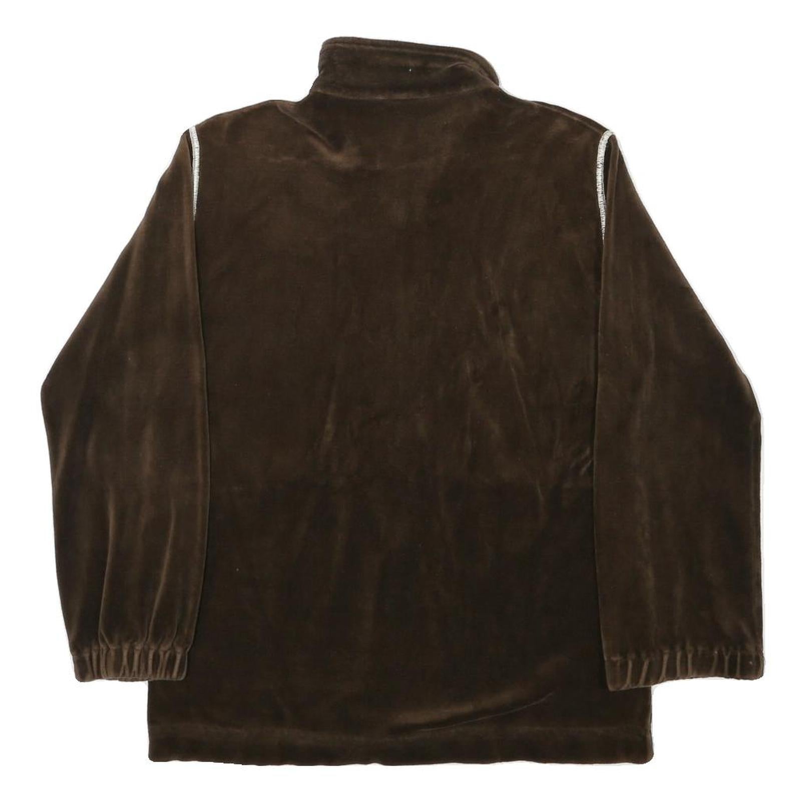 Womens Brown Plain Zip-Up Polyester Blend Jacket M Casual Comfortable Winter