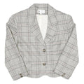 Womens Grey & White Check Button Jacket UK 8 Cotton Blend Classic Tailored