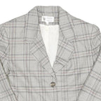 Womens Grey & White Check Button Jacket UK 8 Cotton Blend Classic Tailored