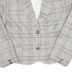 Womens Grey & White Check Button Jacket UK 8 Cotton Blend Classic Tailored