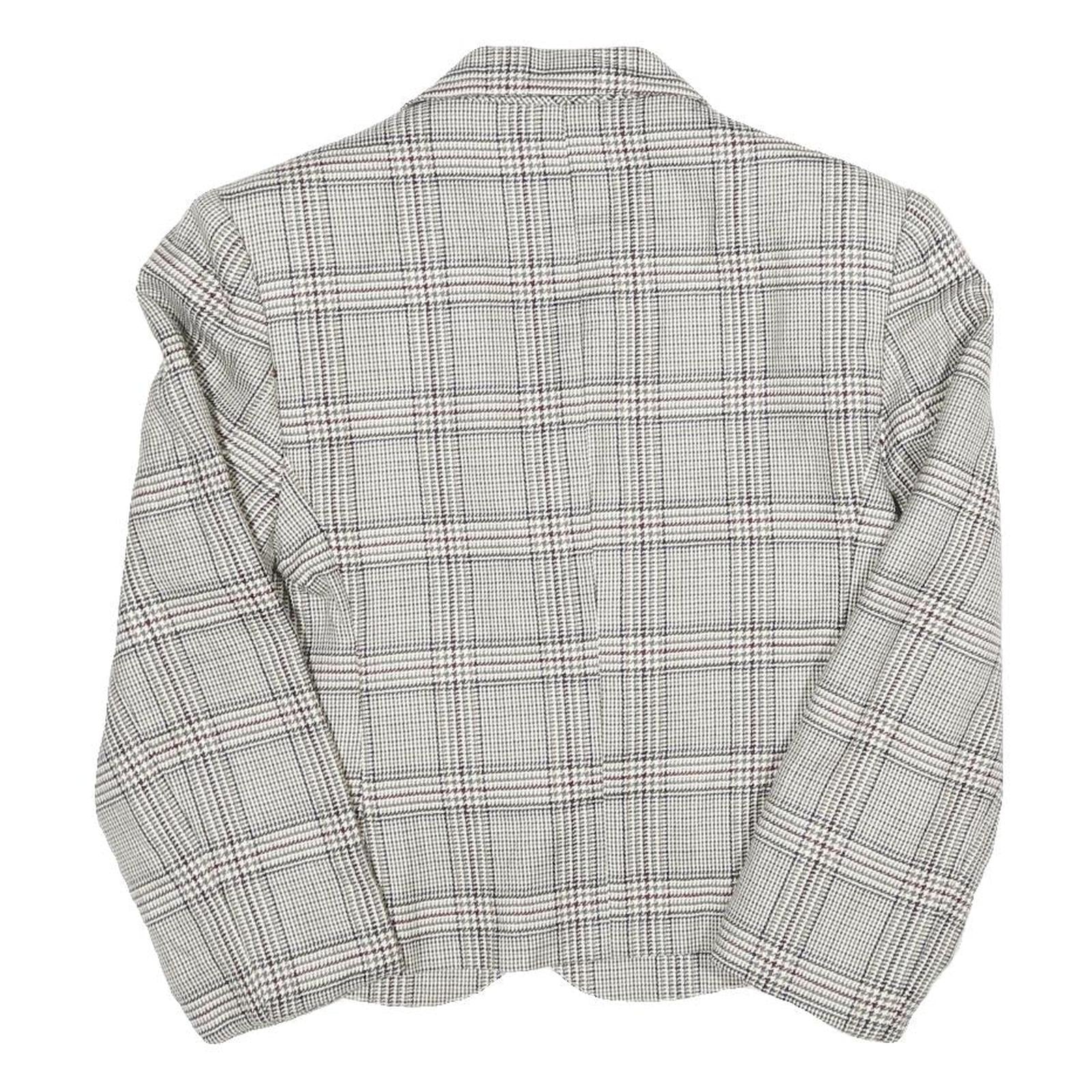 Womens Grey & White Check Button Jacket UK 8 Cotton Blend Classic Tailored