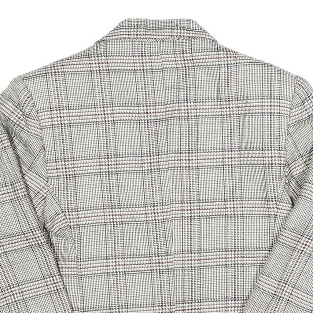 Womens Grey & White Check Button Jacket UK 8 Cotton Blend Classic Tailored