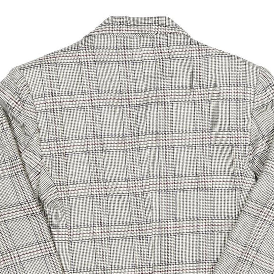 Womens Grey & White Check Button Jacket UK 8 Cotton Blend Classic Tailored