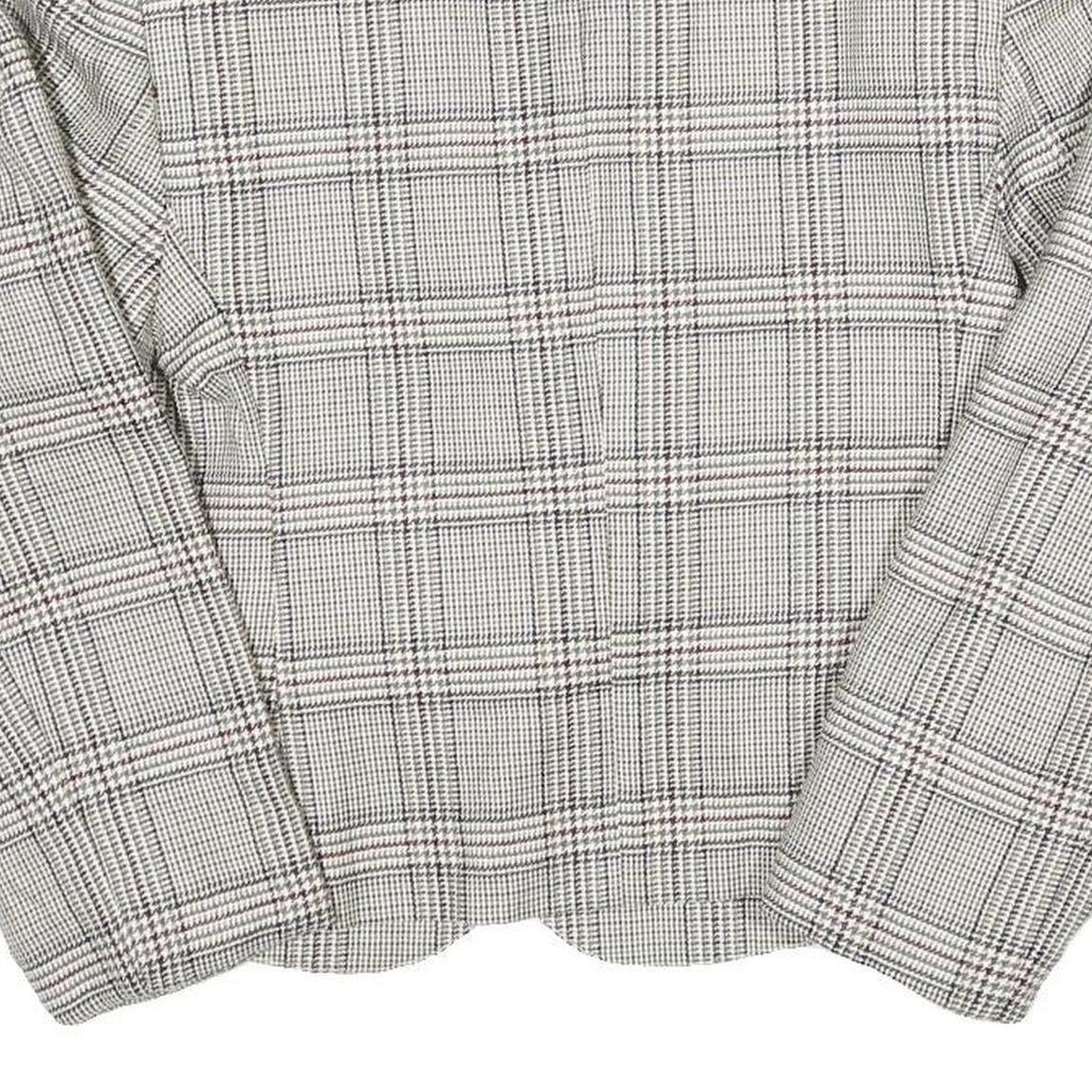 Womens Grey & White Check Button Jacket UK 8 Cotton Blend Classic Tailored