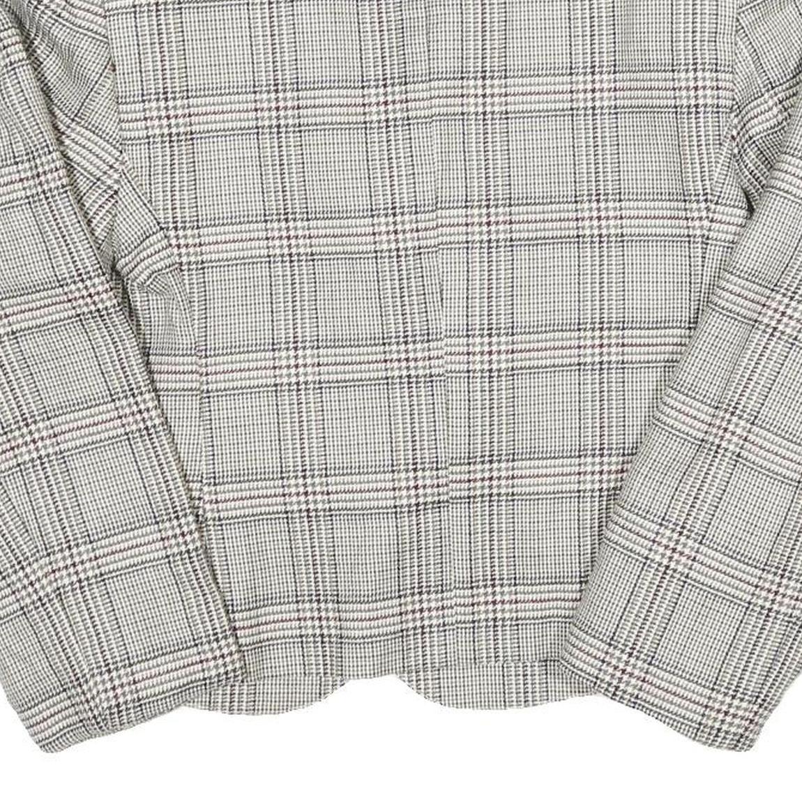 Womens Grey & White Check Button Jacket UK 8 Cotton Blend Classic Tailored