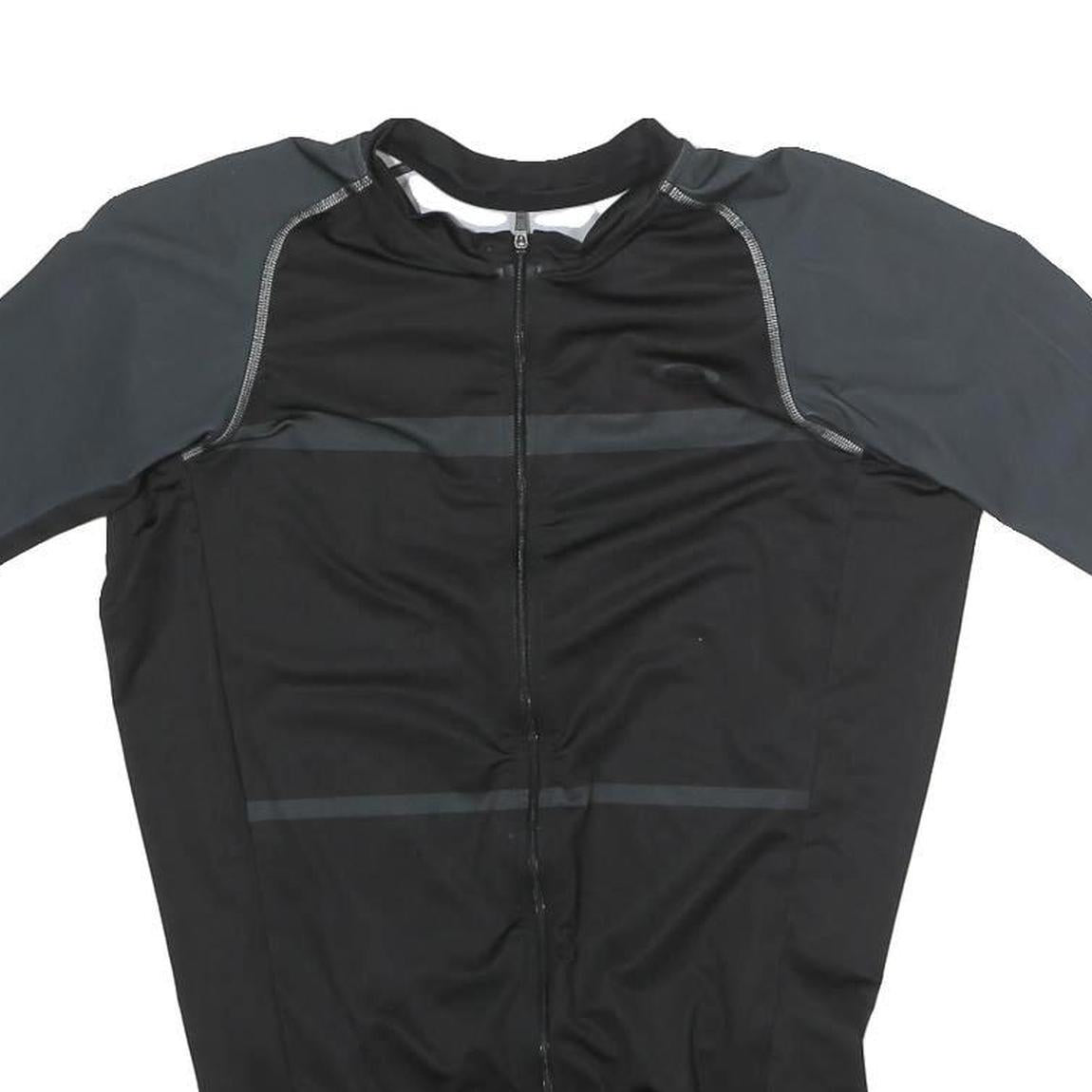 OAKLEY Mens Black Grey Athletic T-Shirt M Short Sleeve Zip Cycle Jersey