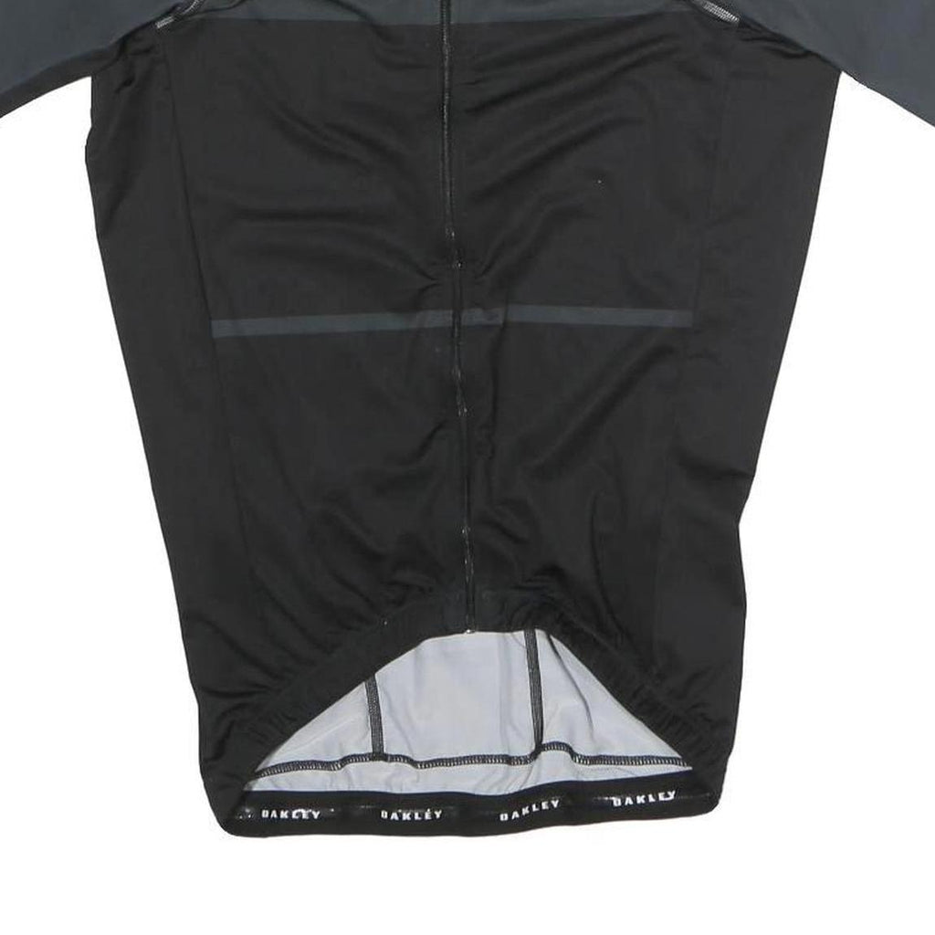 OAKLEY Mens Black Grey Athletic T-Shirt M Short Sleeve Zip Cycle Jersey