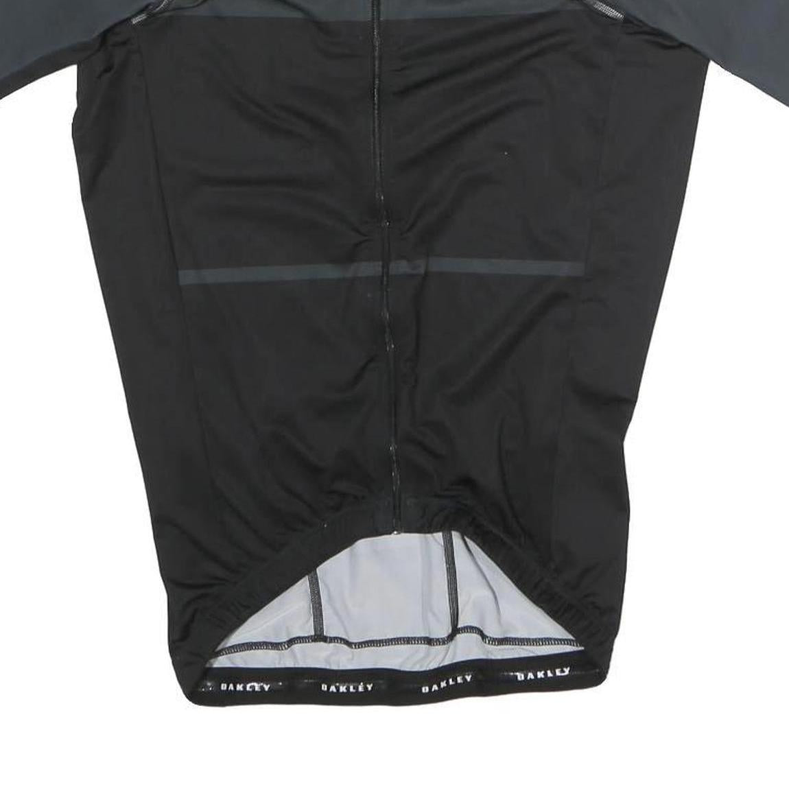 OAKLEY Mens Black Grey Athletic T-Shirt M Short Sleeve Zip Cycle Jersey