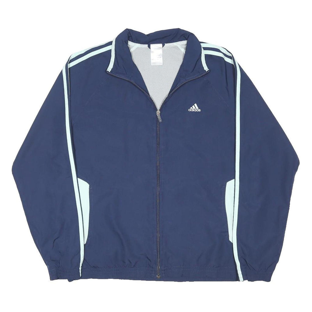 ADIDAS Womens Navy Blue Track Jacket UK 22 Polyester Blend Zip Athletic