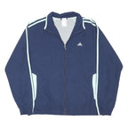 ADIDAS Womens Navy Blue Track Jacket UK 22 Polyester Blend Zip Athletic