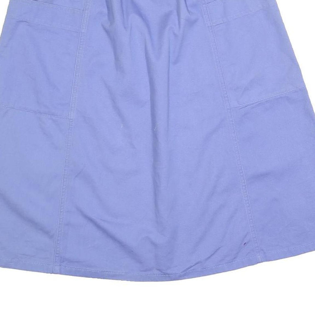 LL BEAN Womens Blue Casual Mini Cotton Blend Plain Skirt S Button Pocket Style