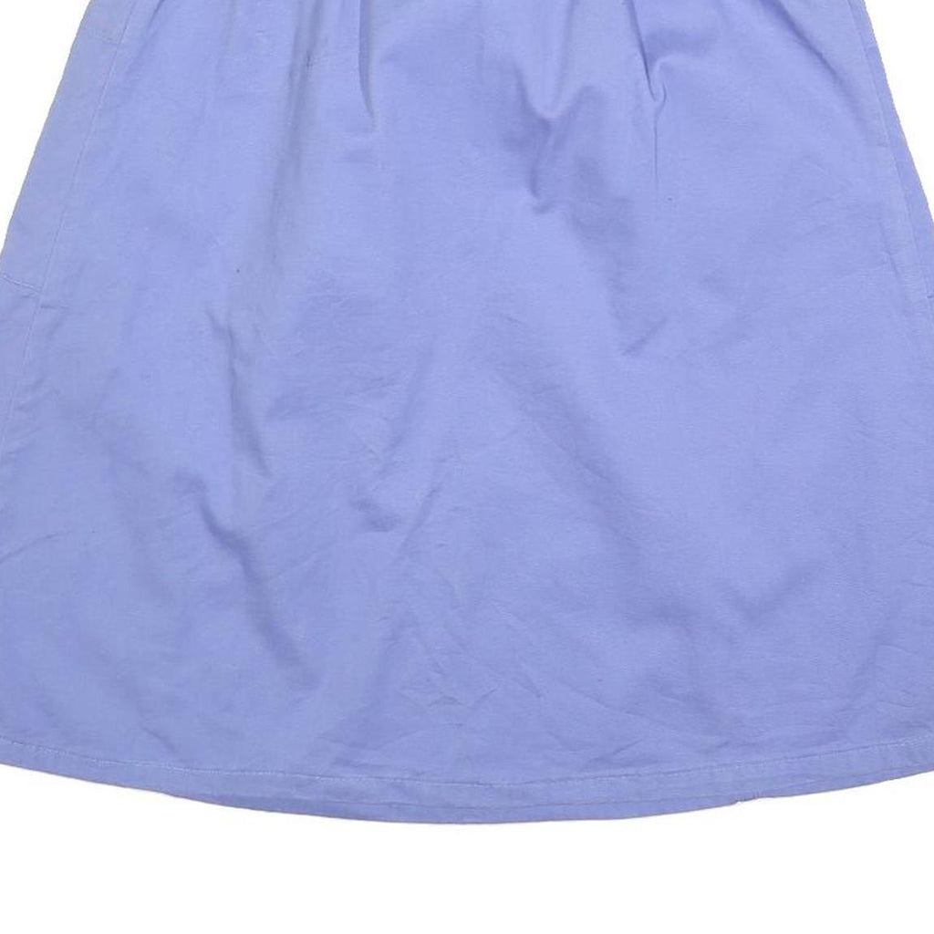 LL BEAN Womens Blue Casual Mini Cotton Blend Plain Skirt S Button Pocket Style