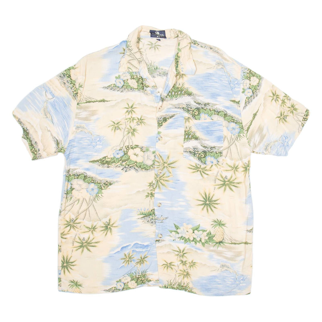 BAHAMA CRUISES Mens Hawaiian Shirt Beige Viscose Floral XL