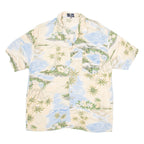 BAHAMA CRUISES Mens Hawaiian Shirt Beige Viscose Floral XL