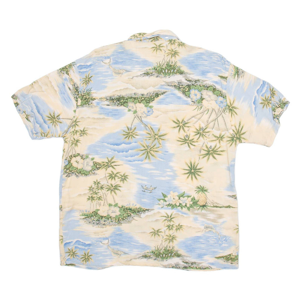 BAHAMA CRUISES Mens Hawaiian Shirt Beige Viscose Floral XL