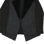 MALVIN Womens Black Cotton Blend Knit Jacket S Faux Fur Collar Open Front