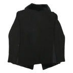 MALVIN Womens Black Cotton Blend Knit Jacket S Faux Fur Collar Open Front