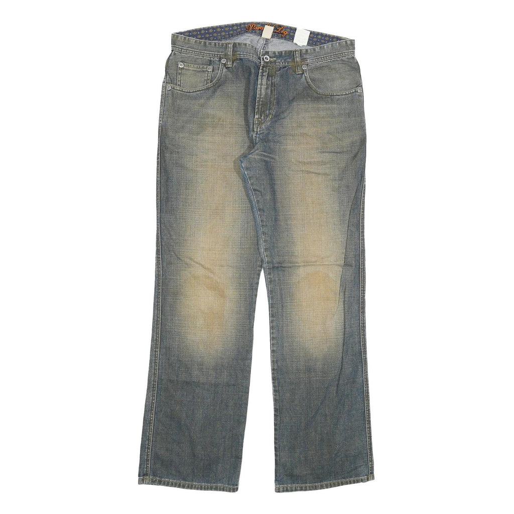 PARALLEL LEG Mens Jeans Blue Relaxed Straight Denim Medium W34 L33 Casual Zip