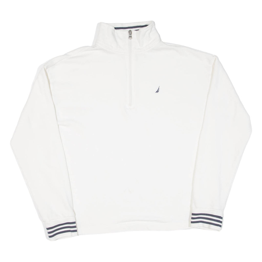 NAUTICA Womens Sweatshirt White 1/4 Zip S