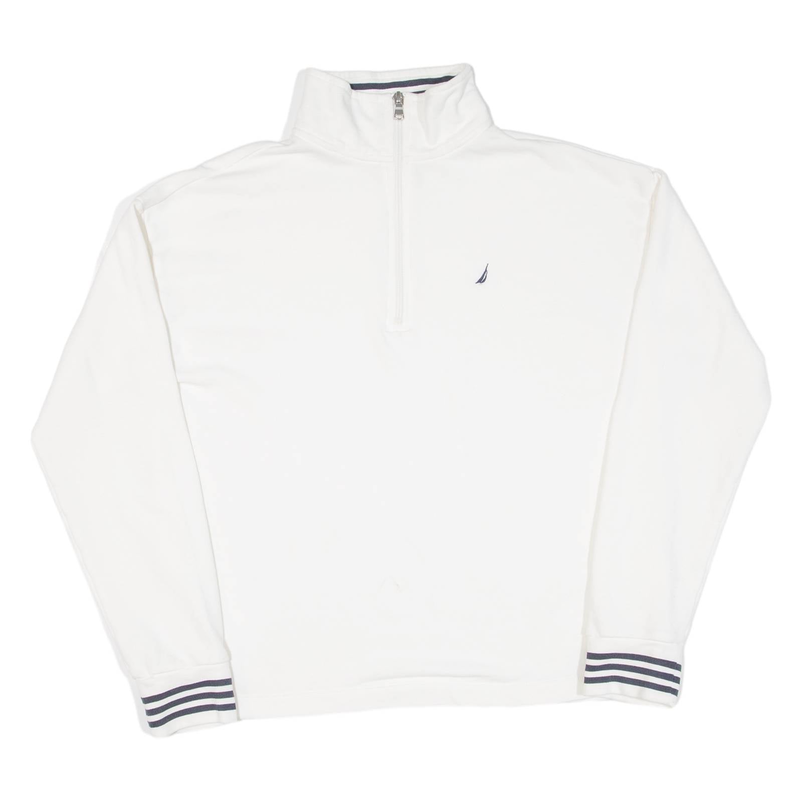 NAUTICA Womens Sweatshirt White 1/4 Zip S