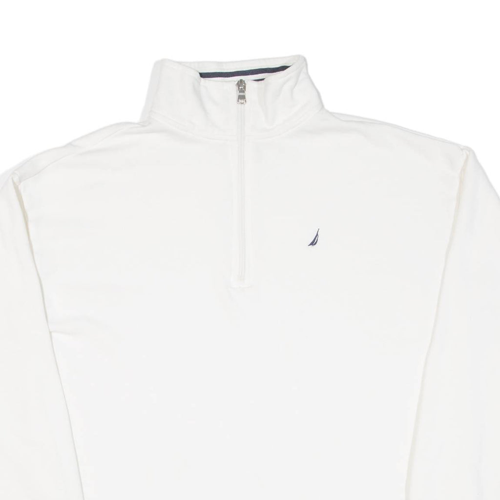 NAUTICA Womens Sweatshirt White 1/4 Zip S