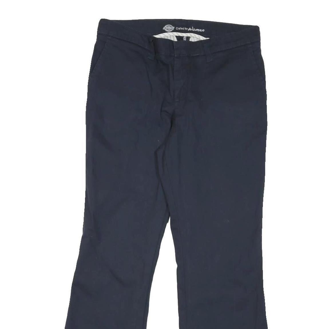 DICKIES Womens Cotton Blend Navy Regular Fit Bootcut Trousers W32 L29 Workwear