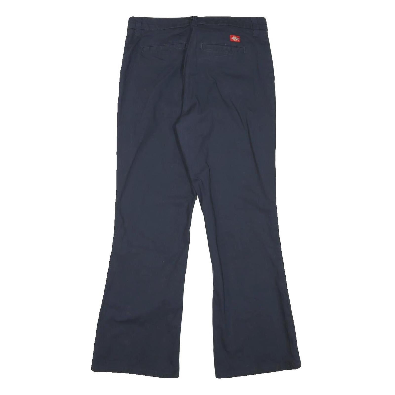 DICKIES Womens Cotton Blend Navy Regular Fit Bootcut Trousers W32 L29 Workwear