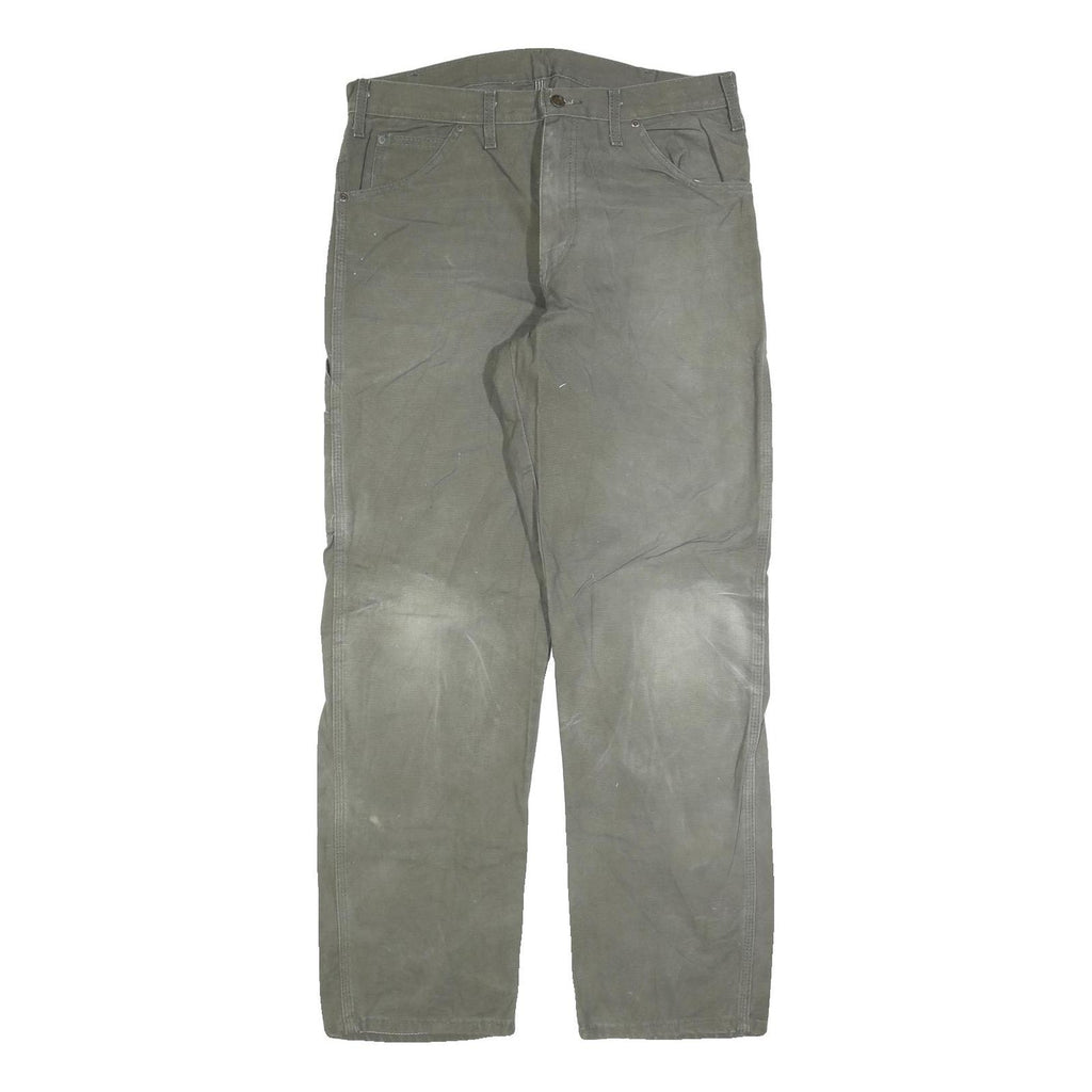DICKIES Mens Cotton Blend Grey Relaxed Straight Trousers W33 L32 Workwear Pants