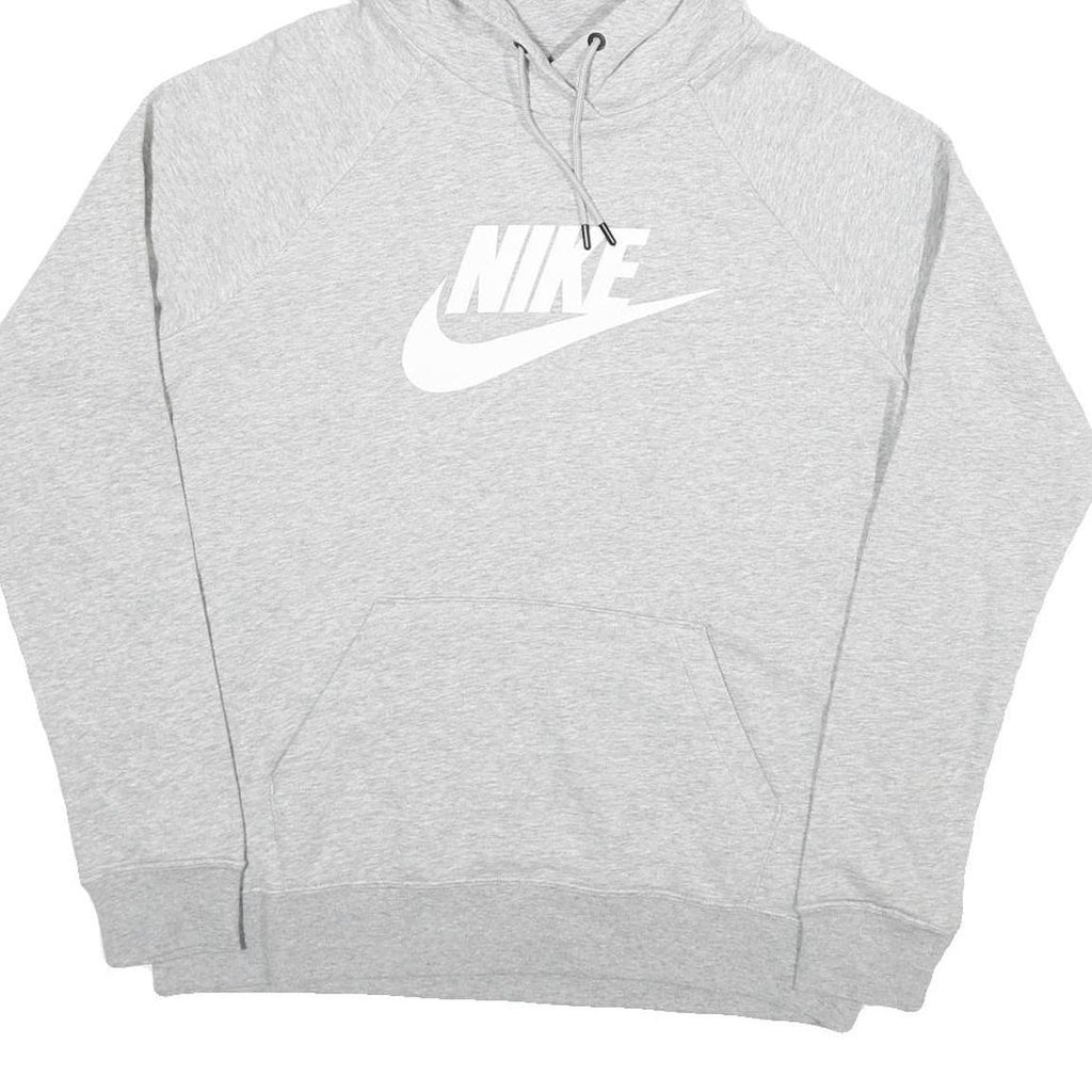 NIKE Womens Grey Hoodie M Cotton Blend Pullover Casual Sports Sweatshirt