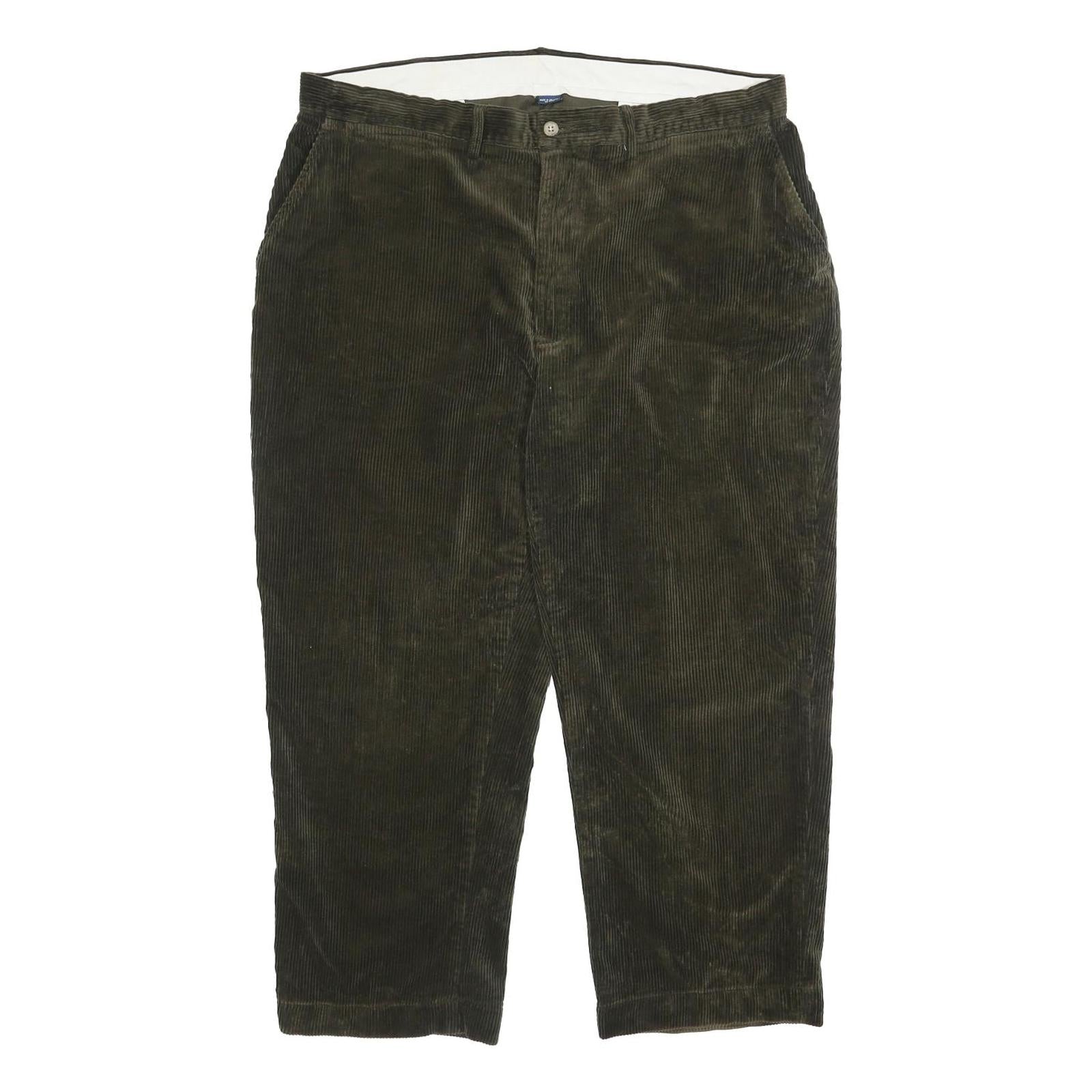POLO RALPH LAUREN Mens Cotton Olive Relaxed Straight Trousers W38 L26 Corduroy