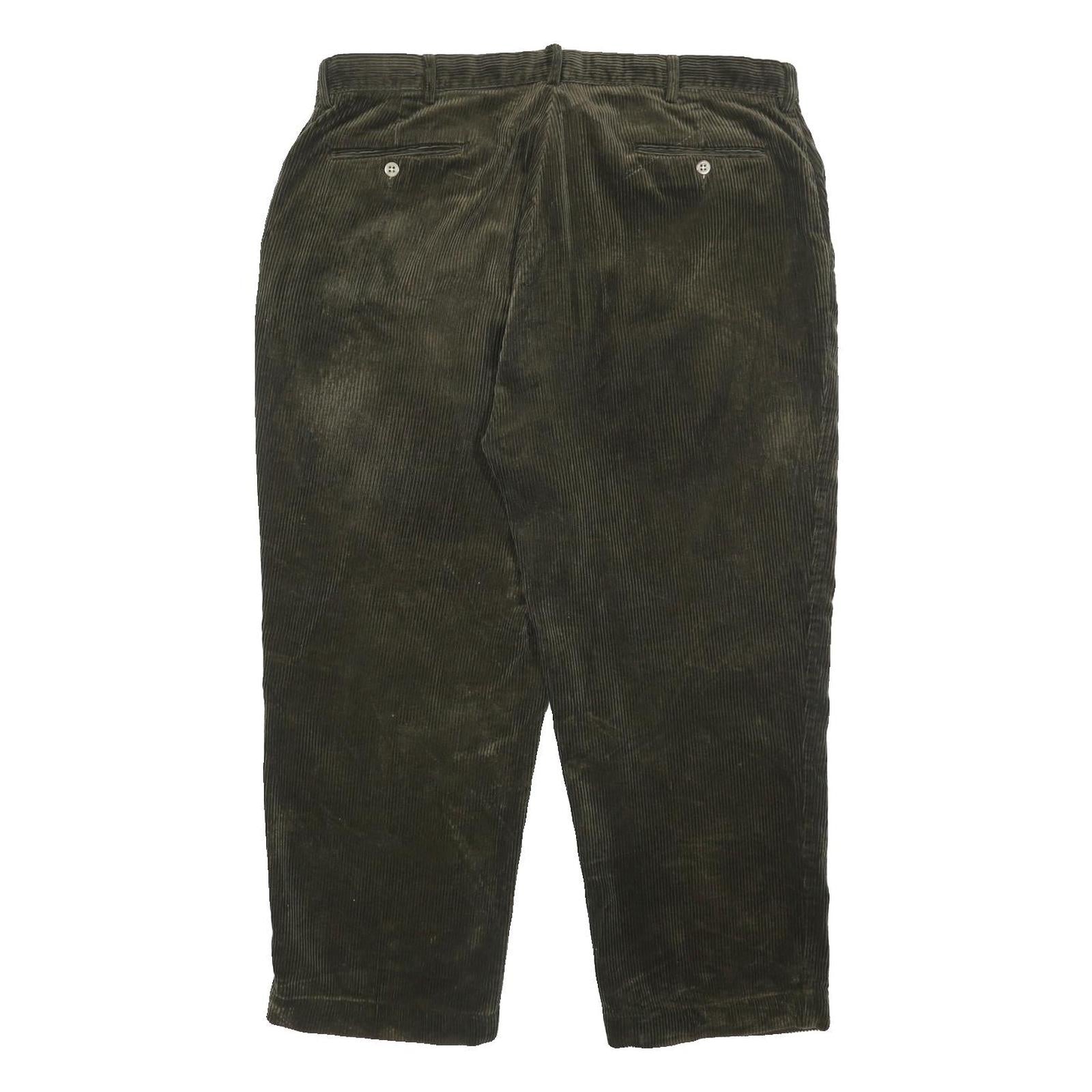 POLO RALPH LAUREN Mens Cotton Olive Relaxed Straight Trousers W38 L26 Corduroy