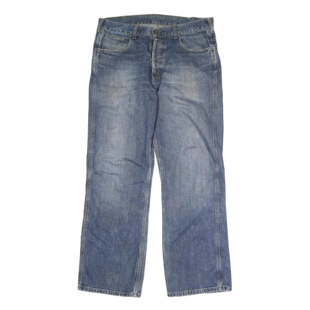 CARHARTT Mens Jeans Blue Regular Straight Denim Medium W34 L30 Classic Zip