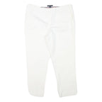 TOMMY HILFIGER Womens Cotton Blend White Slim Trousers Zip Closure W32 L26