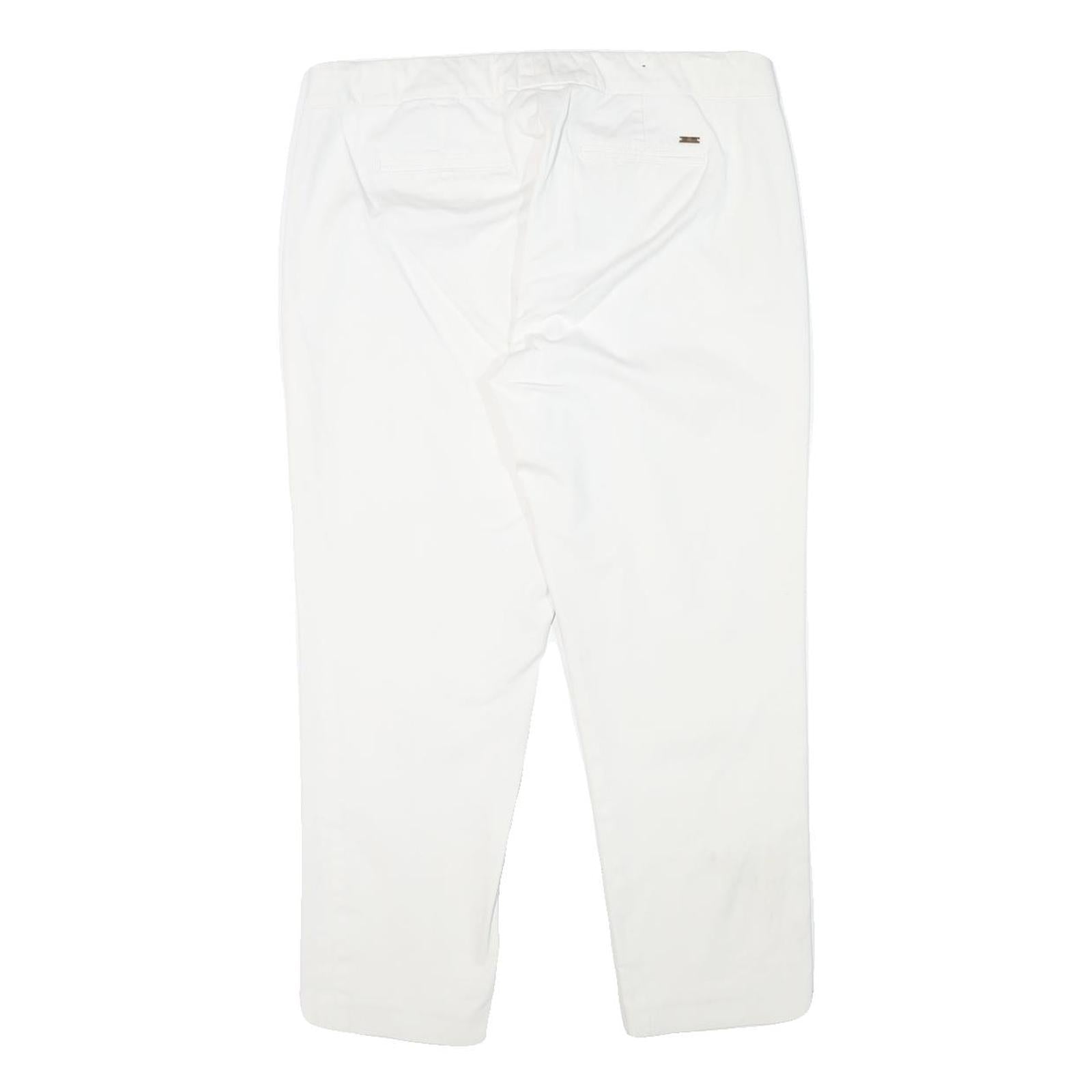 TOMMY HILFIGER Womens Cotton Blend White Slim Trousers Zip Closure W32 L26