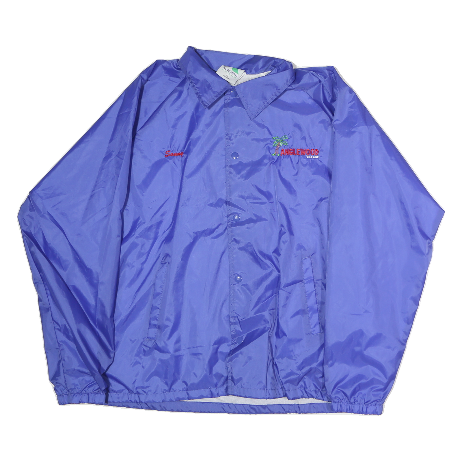 AUGUSTA Mens Blue Coach Jacket XL Polyester Button Closure Light Outerwear