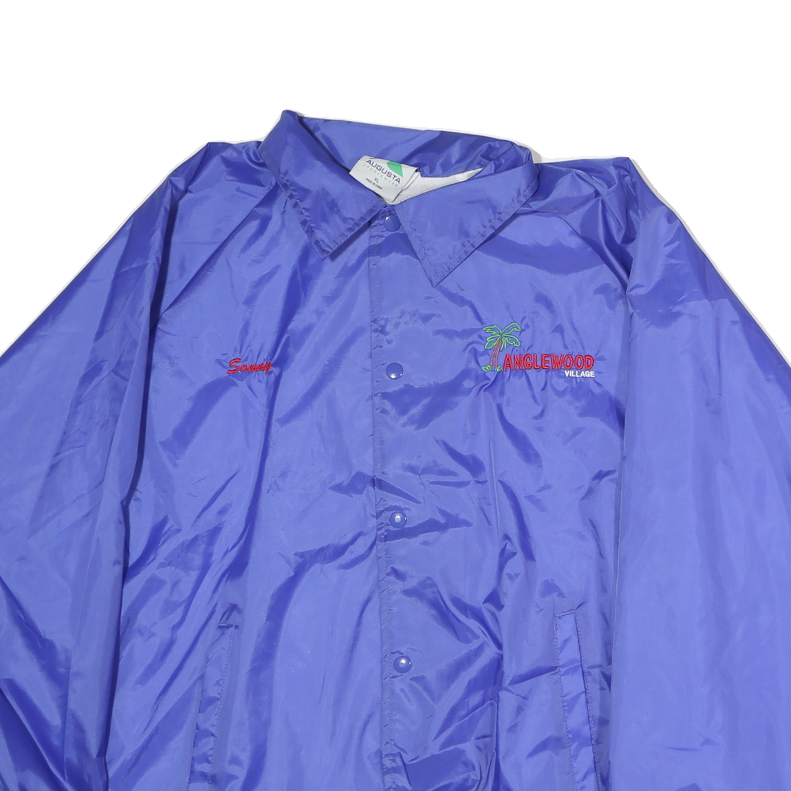 AUGUSTA Mens Blue Coach Jacket XL Polyester Button Closure Light Outerwear
