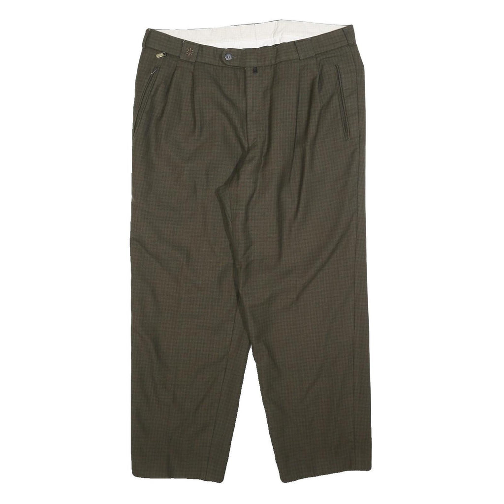 LINEA BERNARDO Mens Wool Blend Brown Regular Fit Straight Leg Trousers W34 L28