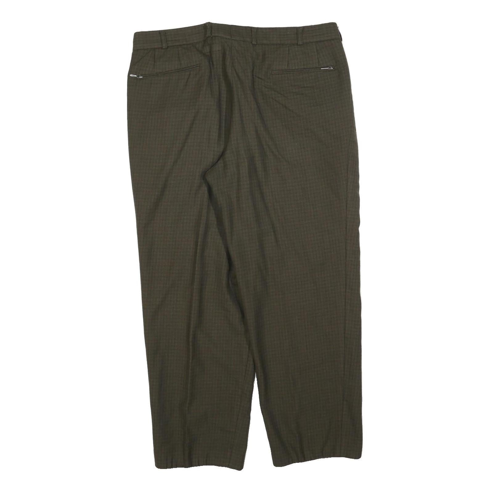 LINEA BERNARDO Mens Wool Blend Brown Regular Fit Straight Leg Trousers W34 L28